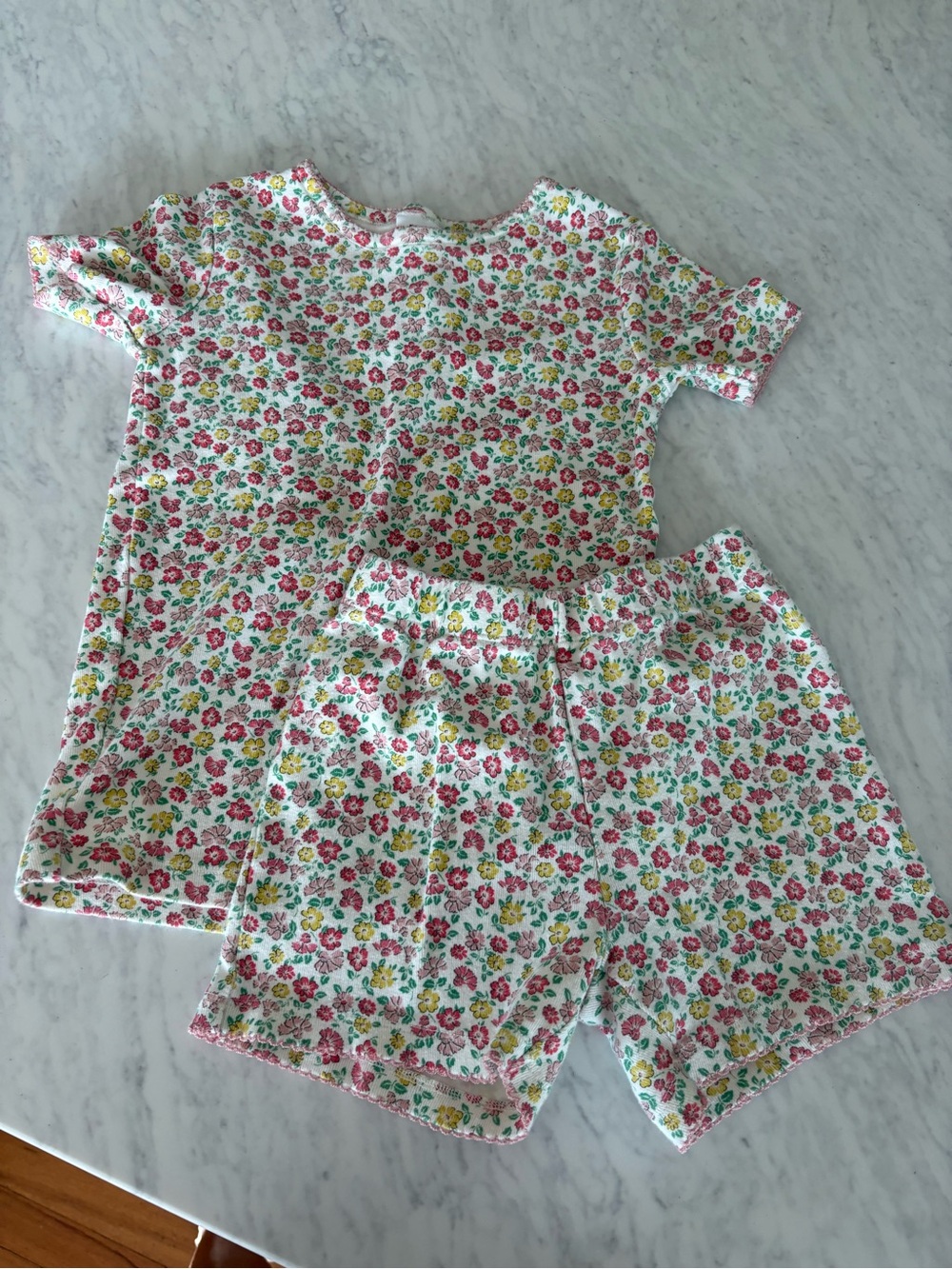 Mini Boden Floral ribbed Short Pajama Set size 9